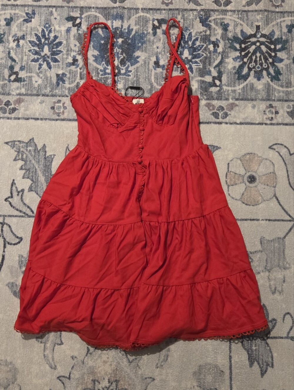 Hello Molly Red Tiered Spaghetti-Strap Dress